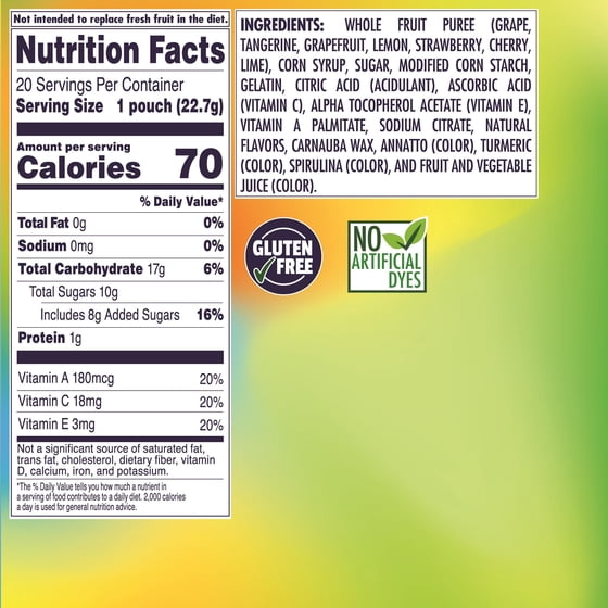 Welch's Fusions, Citrus Surge, Soft Fruit Snacks, .8 oz, 20 Count