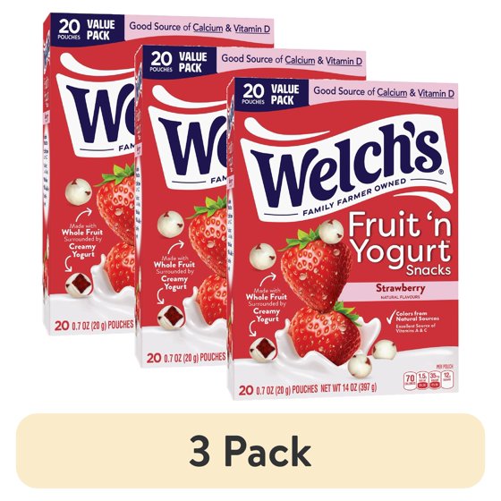 Welch's Fruit 'N Yogurt Strawberry Soft Fruit Snacks, .7 oz, 20 Count