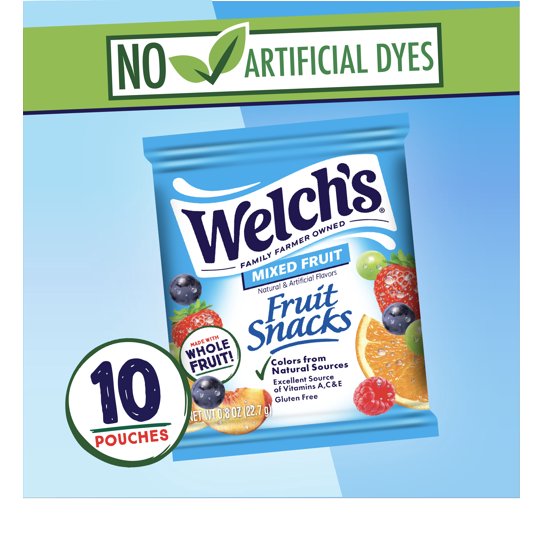 Welch's Fruit Snacks Gluten-Free Mixed Fruit Soft Fruit Snacks – Made With Real Fruit, Gluten Free, Kids & Adults Snack Packs
