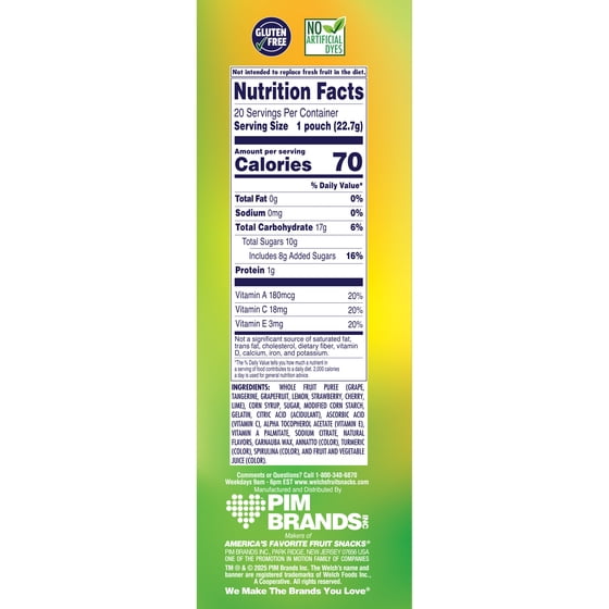 Welch's Fusions, Citrus Surge, Soft Fruit Snacks, .8 oz, 20 Count