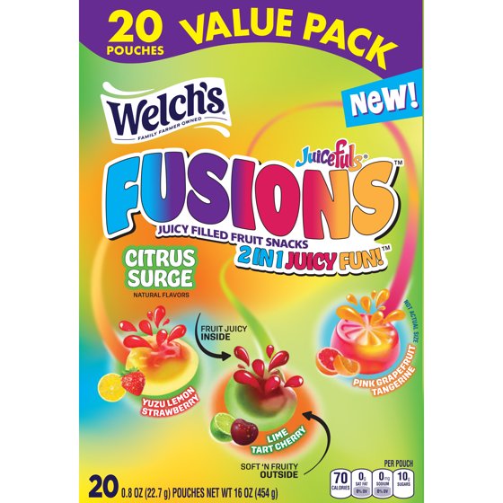 Welch's Fusions, Citrus Surge, Soft Fruit Snacks, .8 oz, 20 Count