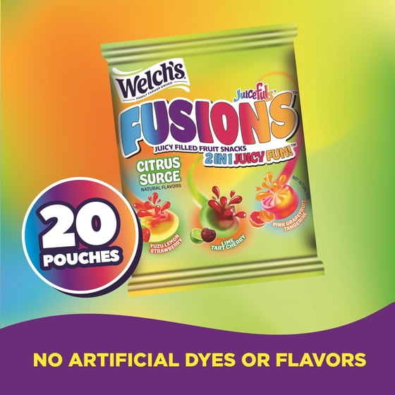 Welch's Fusions, Citrus Surge, Soft Fruit Snacks, .8 oz, 20 Count