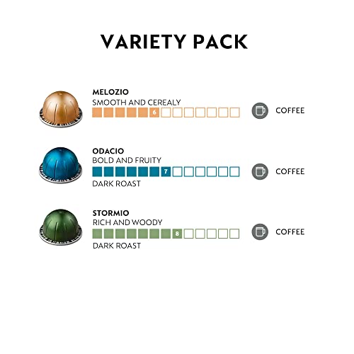 Nespresso Capsules Vertuo, Variety Pack, Medium and Dark Roast Coffee, 30 Count Coffee Pods, Brews 7.8 oz.