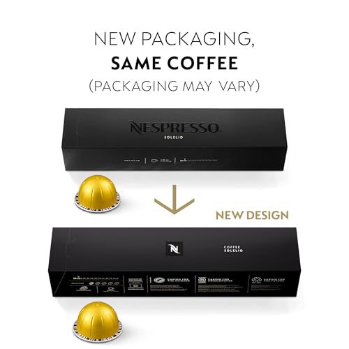 Nespresso Capsules Vertuo, Solelio, Mild Roast Coffee, 10-Count Coffee Pods, Brews 7.8 oz.