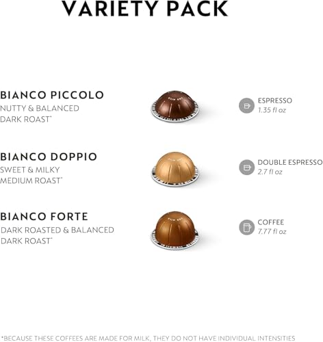 Nespresso Capsules Vertuo, Bianco Variety Pack, 30-Count Coffee Pods