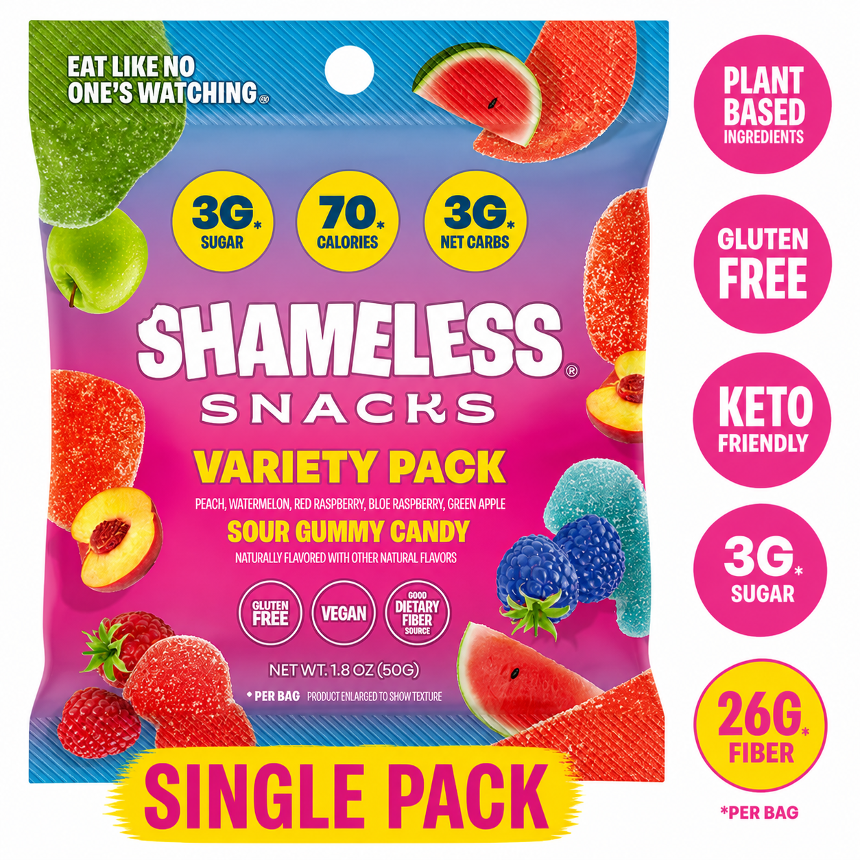 Shameless Snacks Gummies Variety Pack, 1.8 oz Each