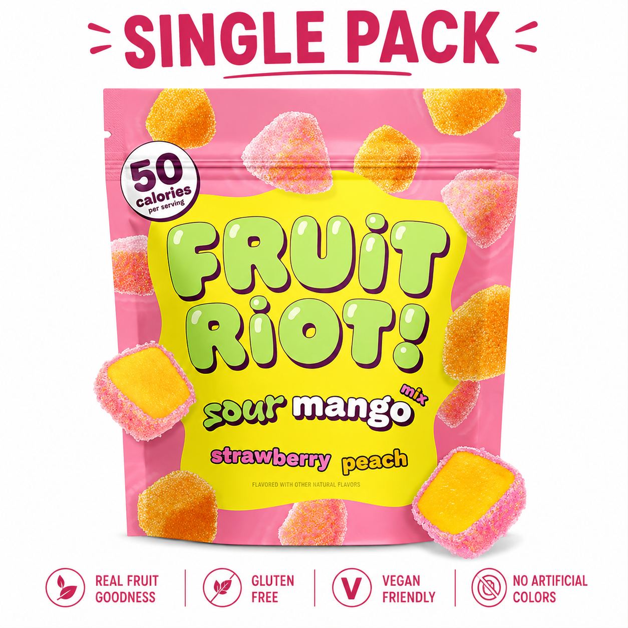 Fruit Riot Sour Candy Mixed Mango, Real Frozen Fruit, 8 oz