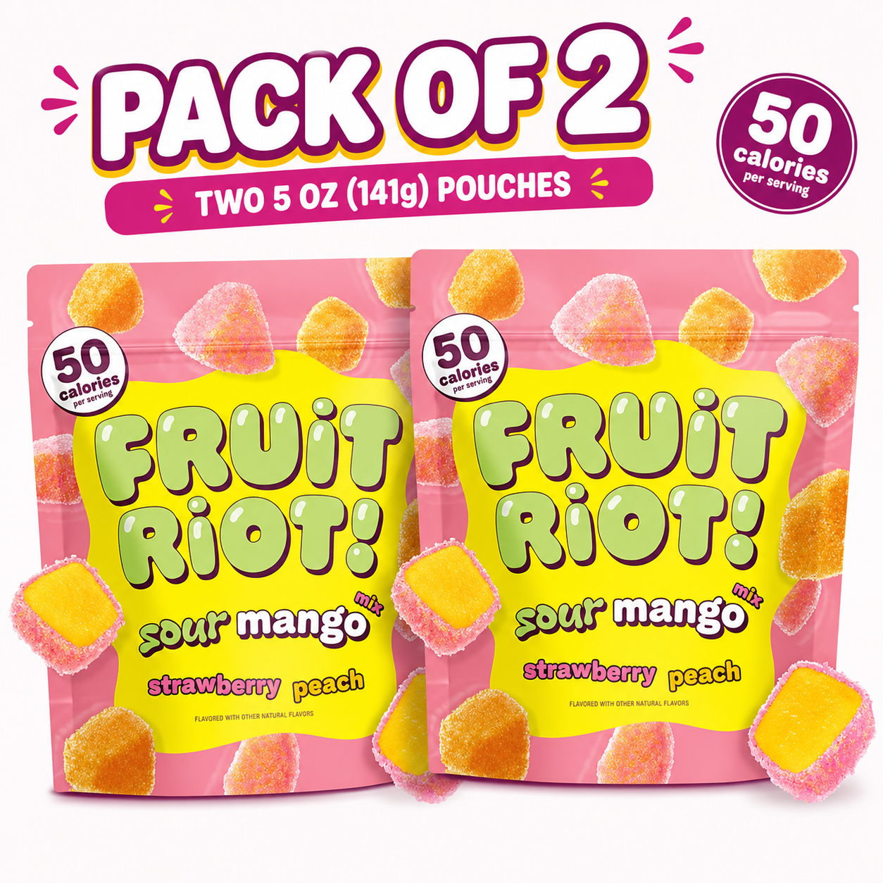 Fruit Riot Sour Candy Mixed Mango, Real Frozen Fruit, 8 oz