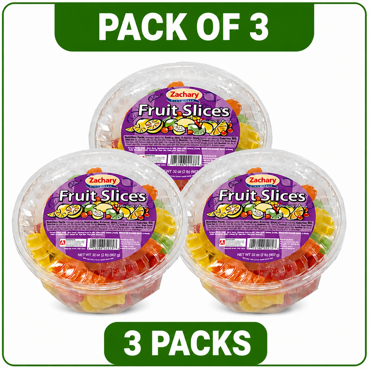 Zachary Assorted Fruit Slices Jelly Candy, 32 oz Tub