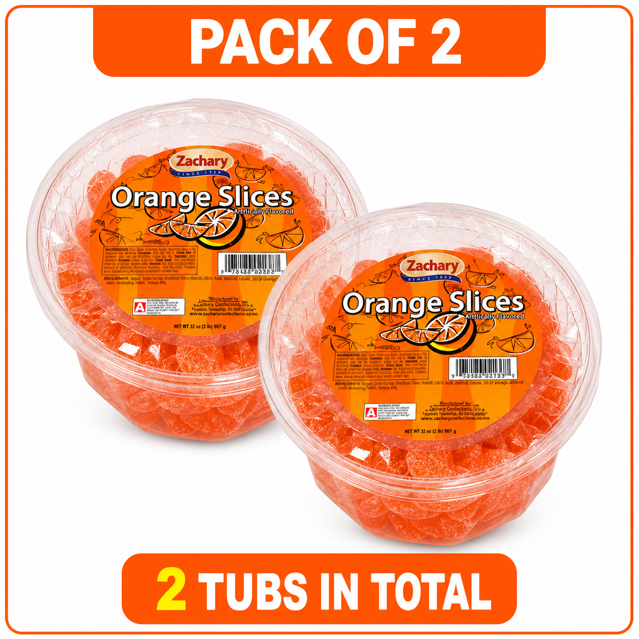 Zachary Orange Slices Jelly Candy, 32 oz Tub