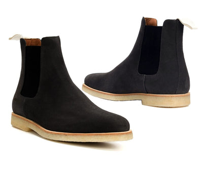 Handmade Men Chelsea Black Suede Leather Boots Ankle high Shoes
