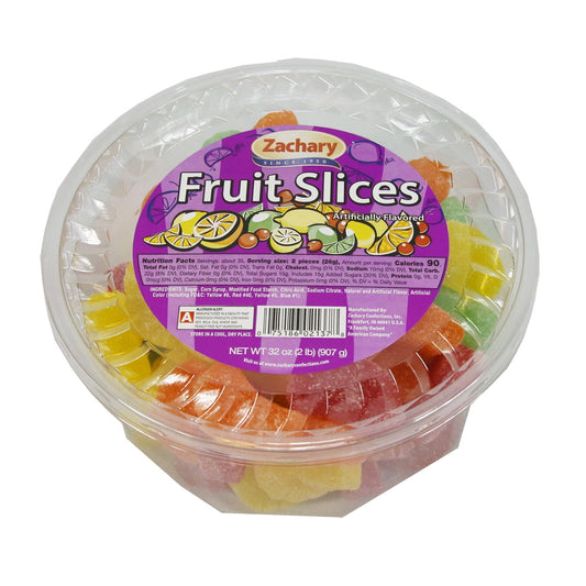 Zachary Assorted Fruit Slices Jelly Candy, 32 oz Tub