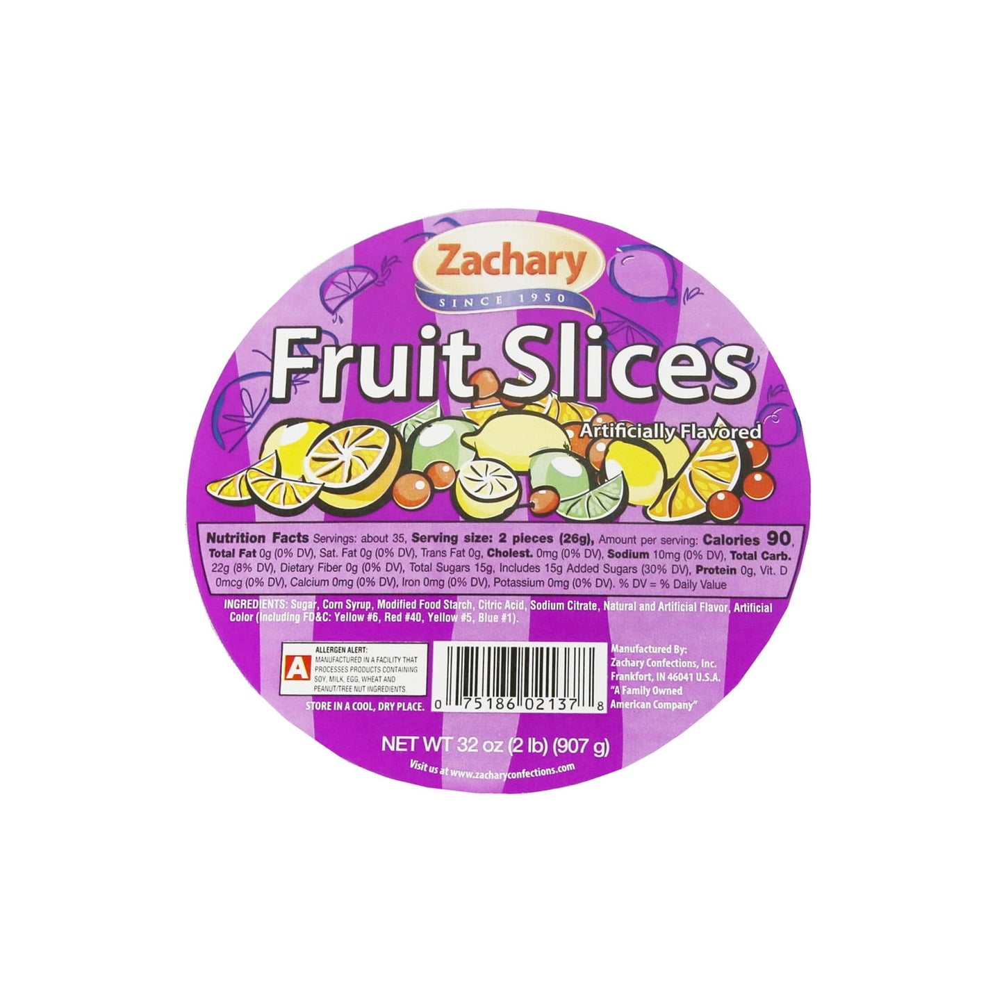 Zachary Assorted Fruit Slices Jelly Candy, 32 oz Tub