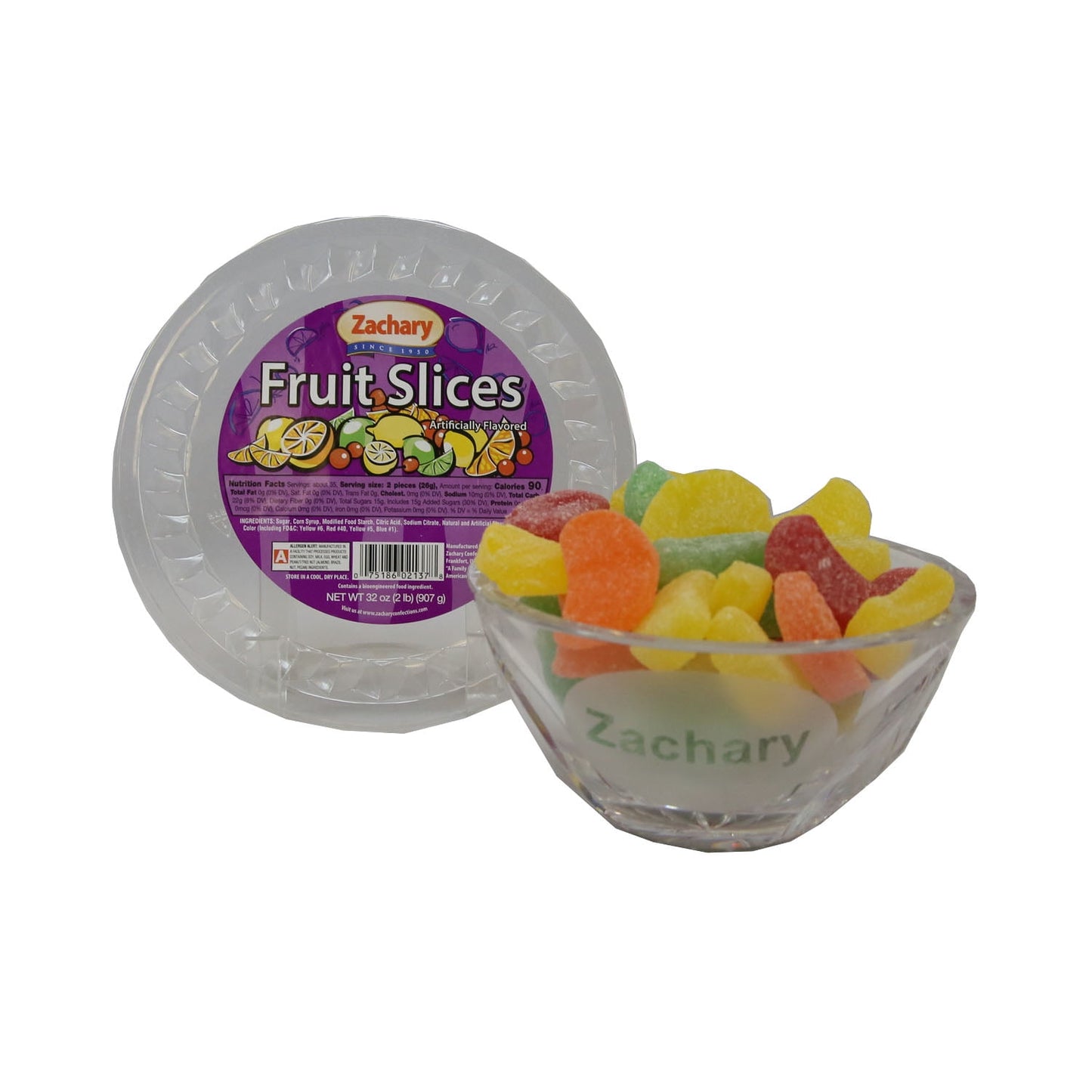 Zachary Assorted Fruit Slices Jelly Candy, 32 oz Tub