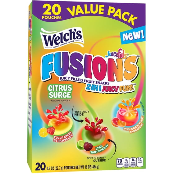 Welch's Fusions, Citrus Surge, Soft Fruit Snacks, .8 oz, 20 Count