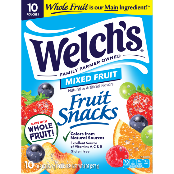 Welch's Fruit Snacks Gluten-Free Mixed Fruit Soft Fruit Snacks – Made With Real Fruit, Gluten Free, Kids & Adults Snack Packs