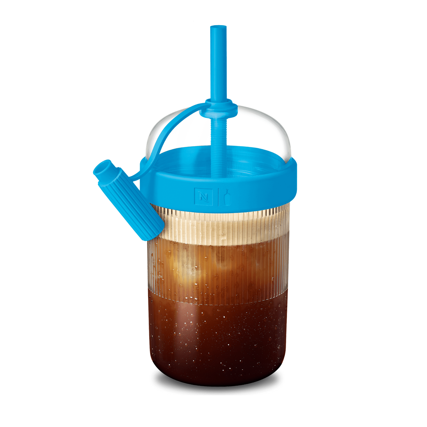 Nespresso x Blue Bottle Limited Edition Iced Coffee Tumbler | Vertuo Accessory | Textured Transparent Design with Straw & Cap