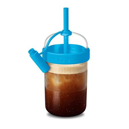 Nespresso x Blue Bottle Limited Edition Iced Coffee Tumbler | Vertuo Accessory | Textured Transparent Design with Straw & Cap