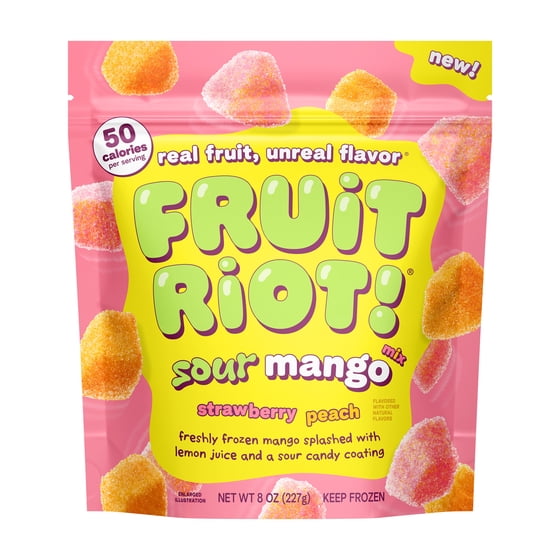 Fruit Riot Sour Candy Mixed Mango, Real Frozen Fruit, 8 oz