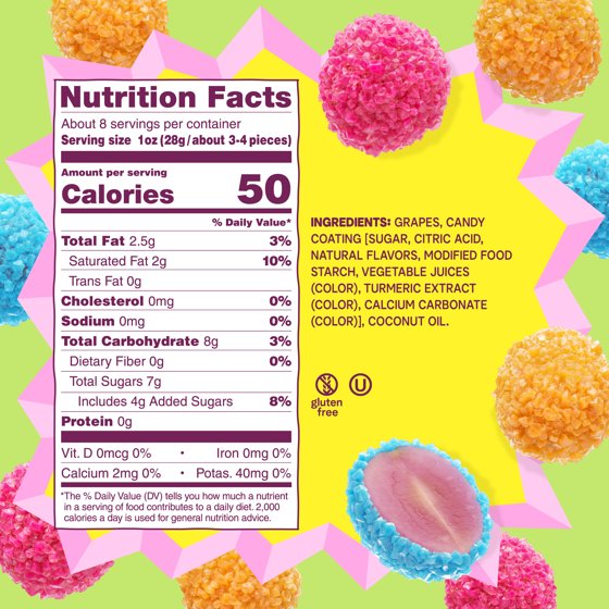 Fruit Riot Crunchy Candy Mixed Grapes, Real Frozen Fruit, 8 ounce