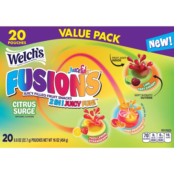 Welch's Fusions, Citrus Surge, Soft Fruit Snacks, .8 oz, 20 Count